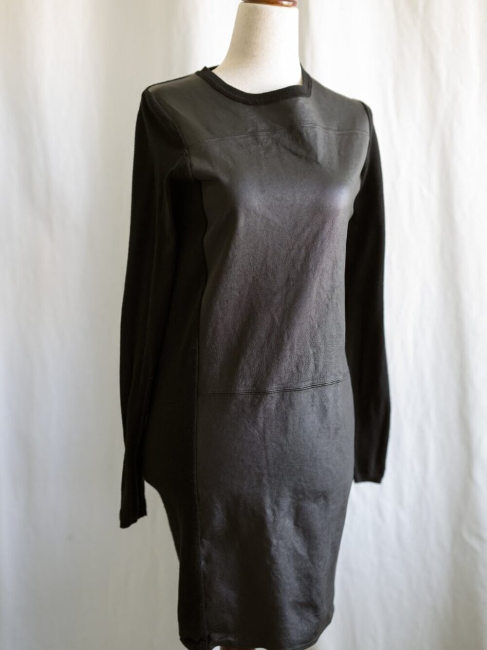 Vince Leather Front Knit Dress Black XS